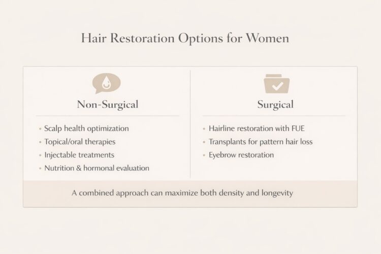 Non Surgical Vs Surgical Women Hair Restoration Options